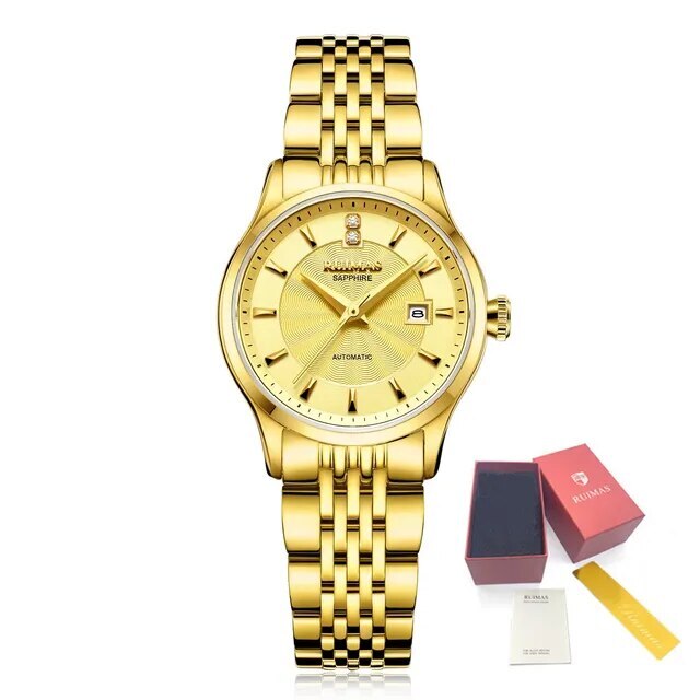 RUIMAS Brand Luxury Women Automatic Mechanical Watches Fashion Ladies Business Casual Wristwatch Sapphire Clock Reloj Mujer 6755