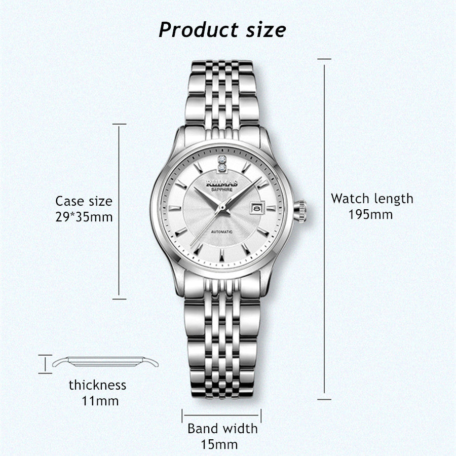 RUIMAS Brand Luxury Women Automatic Mechanical Watches Fashion Ladies Business Casual Wristwatch Sapphire Clock Reloj Mujer 6755