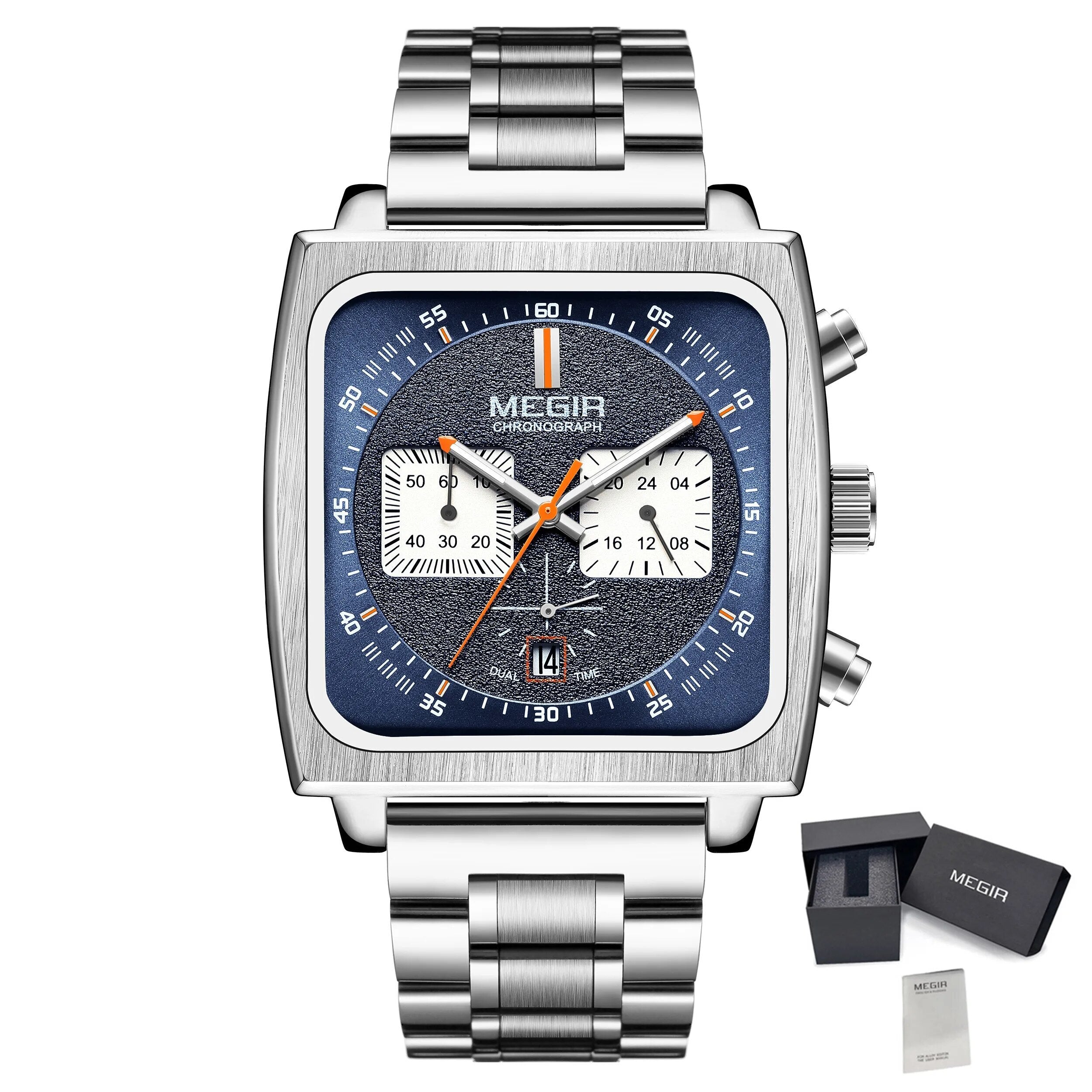 MEGIR Reloj Hombre Original Luxury Business Watch for Men Steel Band Quartz Wristwatch Chronograph Clock