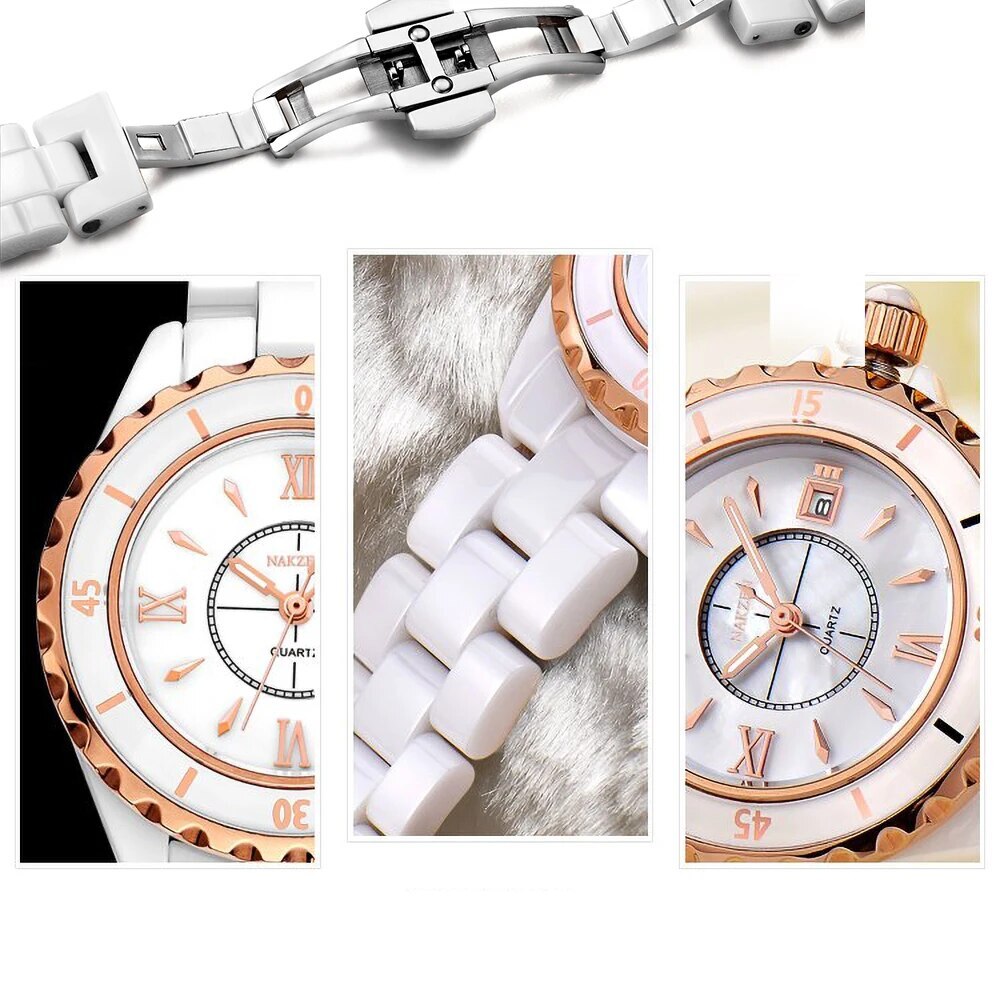 NAKZEN Brand Fashion Casual Women Quartz Watches Waterproof Ceramic Watch Female Clock Girl Gift relogio feminino Wristwatch