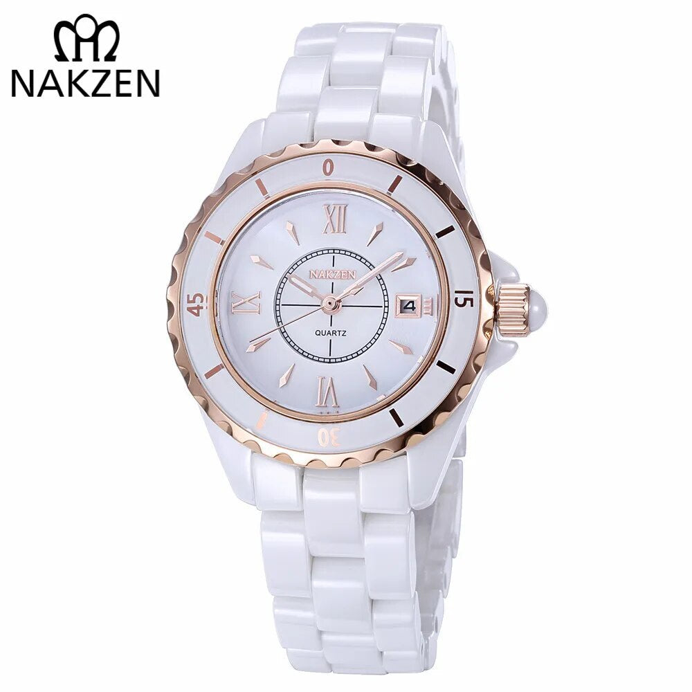 NAKZEN Brand Fashion Casual Women Quartz Watches Waterproof Ceramic Watch Female Clock Girl Gift relogio feminino Wristwatch