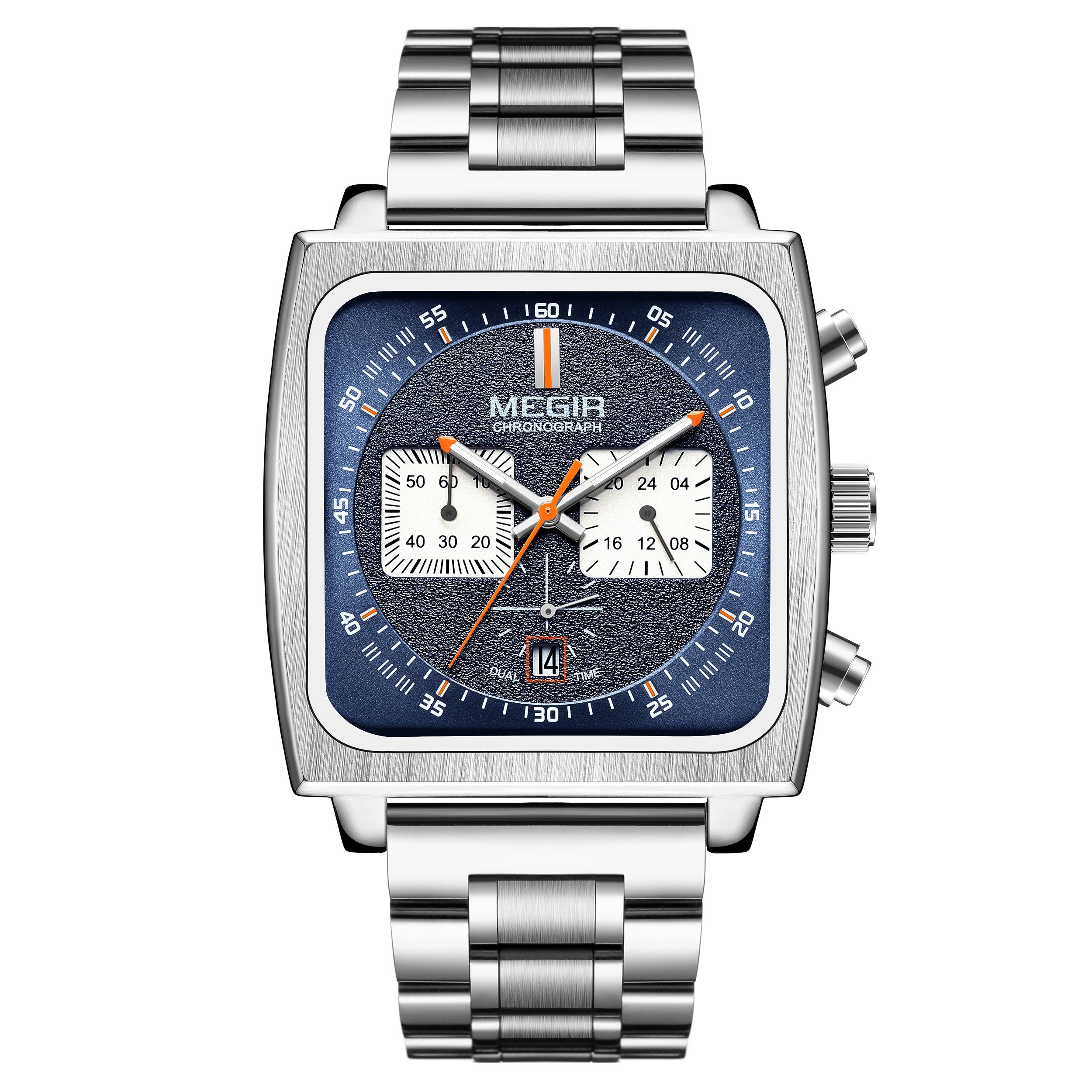 MEGIR Reloj Hombre Original Luxury Business Watch for Men Steel Band Quartz Wristwatch Chronograph Clock