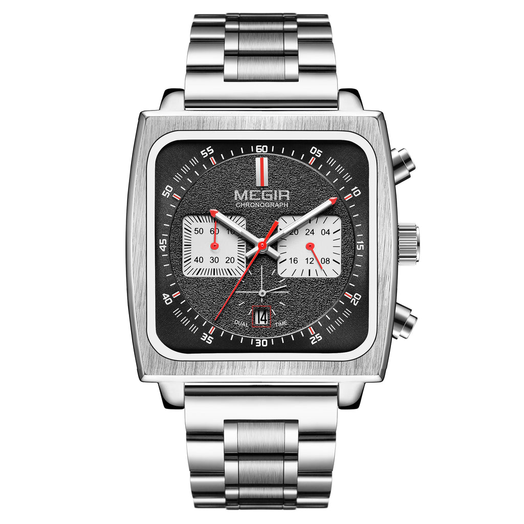 MEGIR Reloj Hombre Original Luxury Business Watch for Men Steel Band Quartz Wristwatch Chronograph Clock