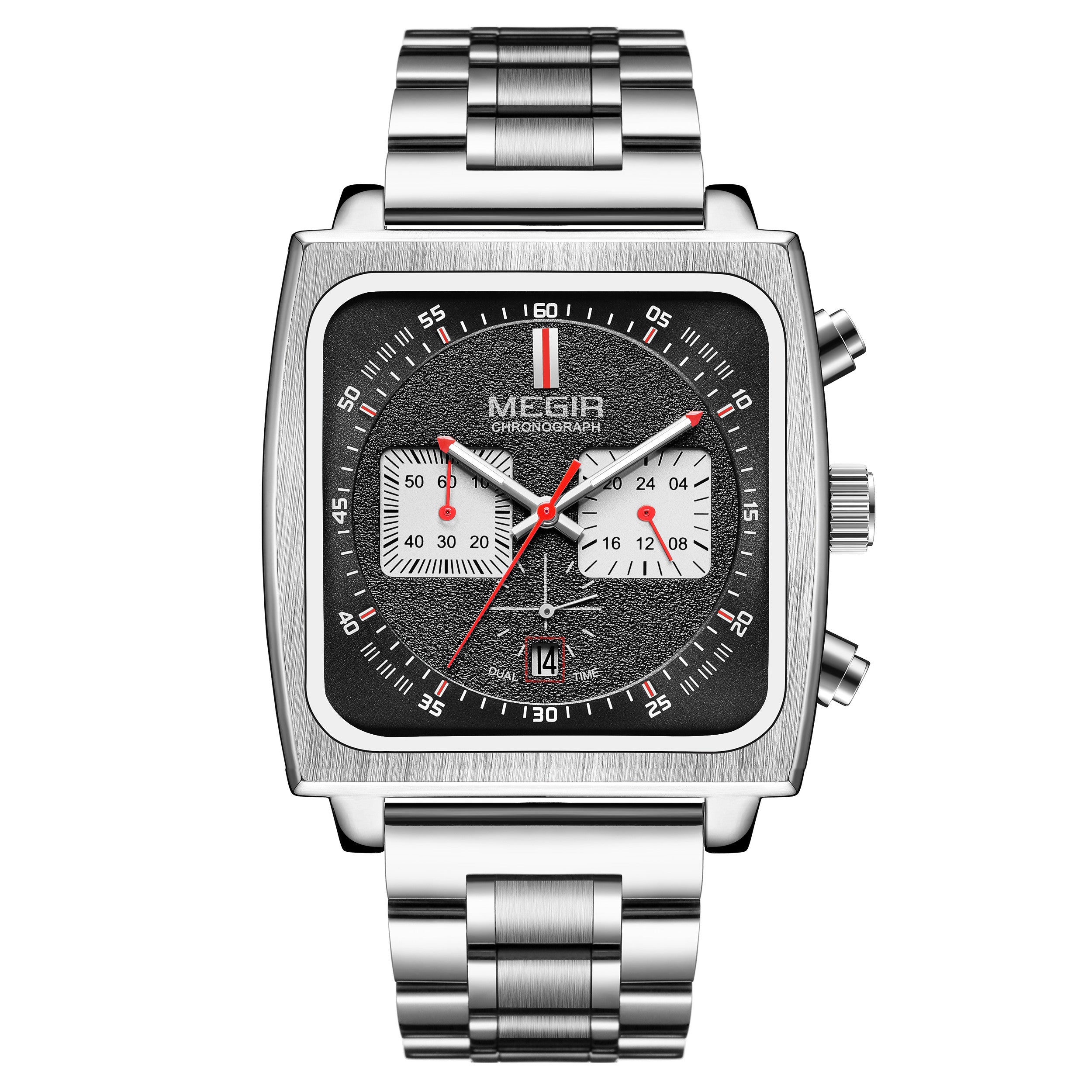 MEGIR Reloj Hombre Original Luxury Business Watch for Men Steel Band Quartz Wristwatch Chronograph Clock