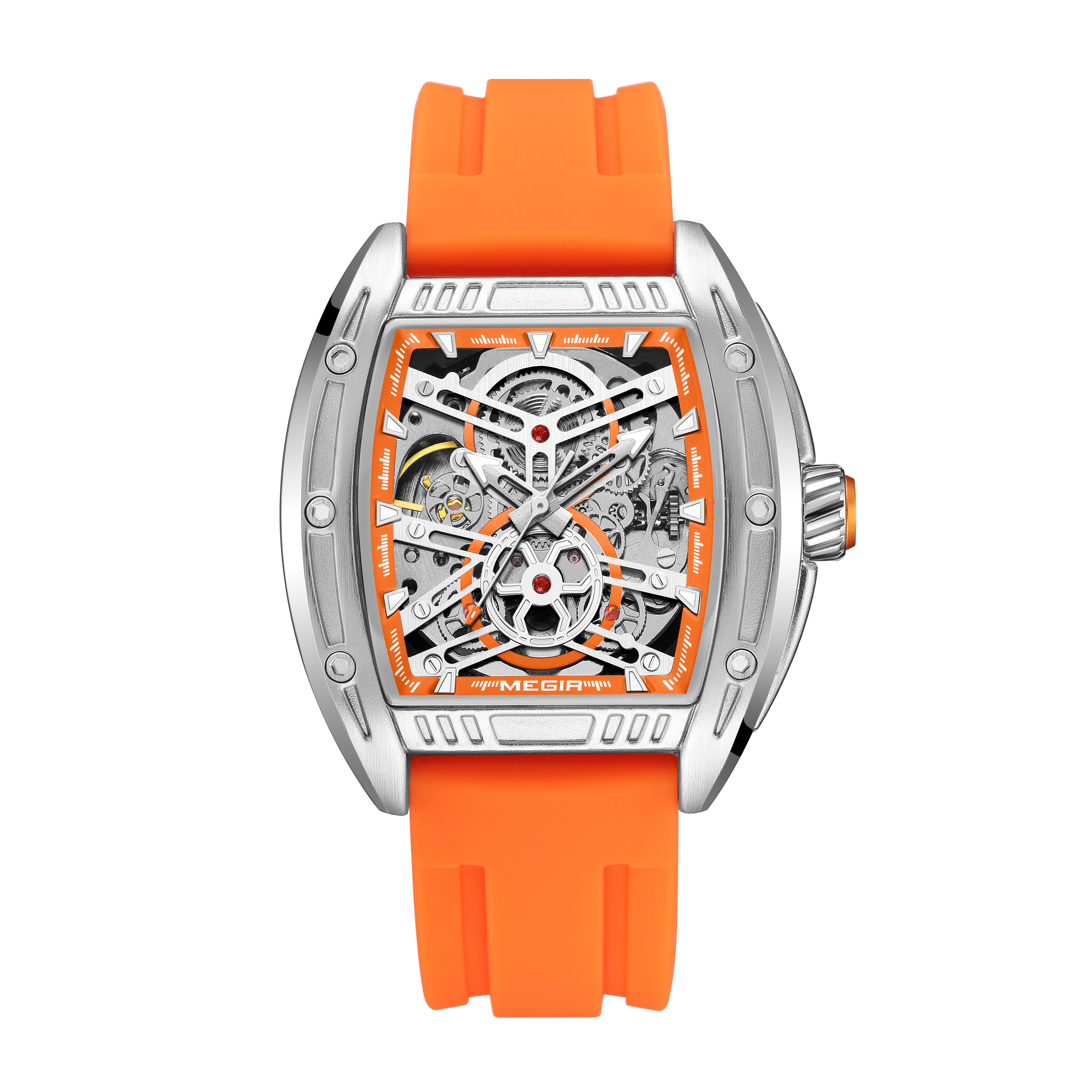 MEGIR Original Luxury Sport Watch for Men Silicone Band Automatic Mechanical Movement WristWatches Luminous Clock Reloj Hombre